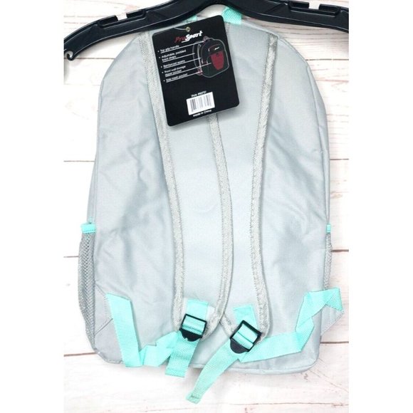 Pro Sport Silver Teal Mesh Front Pocket Zipper Backpack - Picture 3 of 12